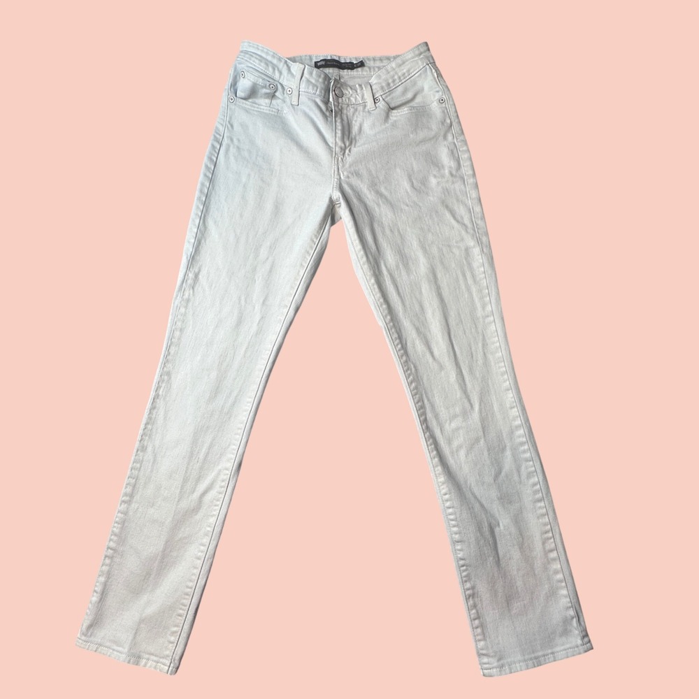 Levi's Jeans Womens 6/28 White Demi Curve Classic Rise Slim Leg Stretch Denim
